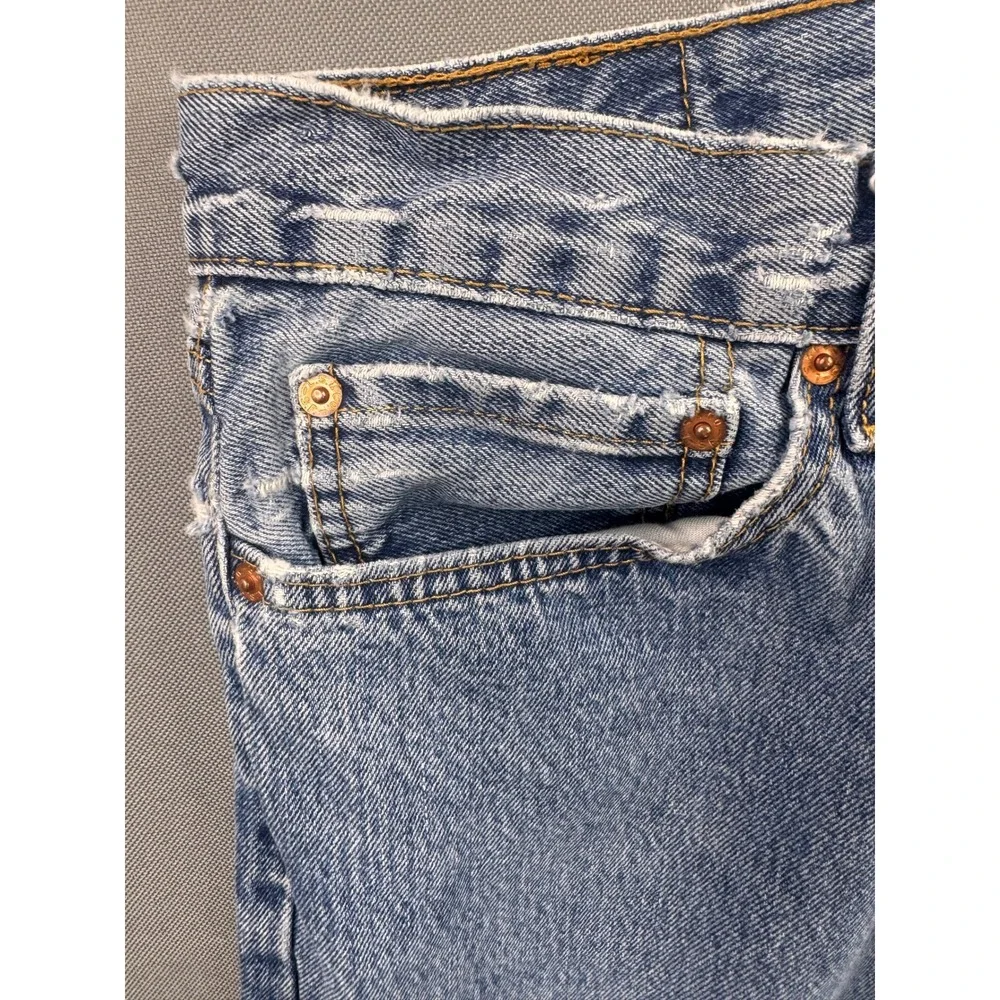 Levi's 505 Straight Leg Jeans Mens Blue Medium Wash‎ Frayed Hem 34x32